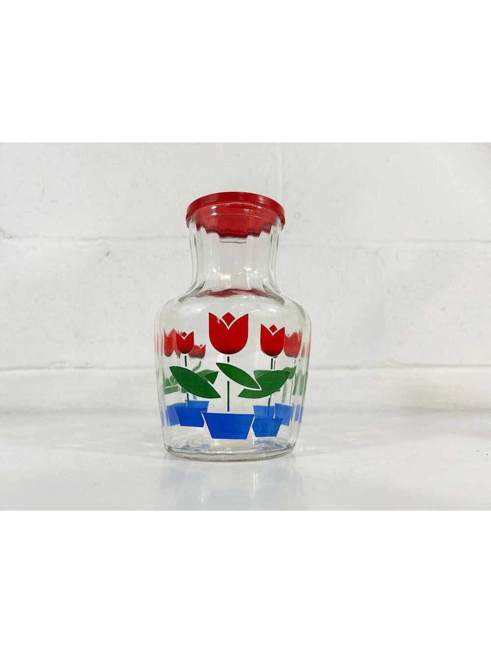 Anchor Hocking "Tulip Time" Juice Carafe 1950s Glass Pitcher Cocktail 1960s